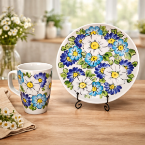 Blue Floral Hand-Painted Ceramic